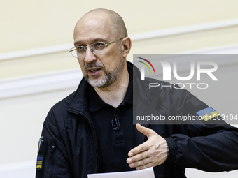 Ukrainian Prime Minister Denys Shmyhal speaks during a press conference in Kyiv, Ukraine, on September 10, 2024 (