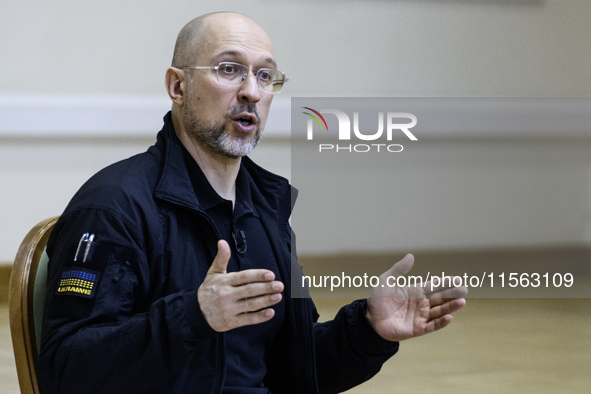 Ukrainian Prime Minister Denys Shmyhal speaks during a press conference in Kyiv, Ukraine, on September 10, 2024 