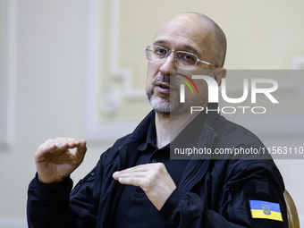 Ukrainian Prime Minister Denys Shmyhal speaks during a press conference in Kyiv, Ukraine, on September 10, 2024 (