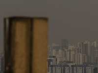 Dry weather and a layer of pollution cover the sky in Sao Paulo, Brazil, on September 10, 2024. The atmospheric blockage, a dry air mass, pe...