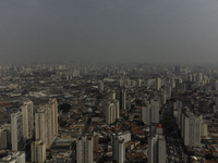 Dry weather and a layer of pollution cover the sky in Sao Paulo, Brazil, on September 10, 2024. The atmospheric blockage, a dry air mass, pe...