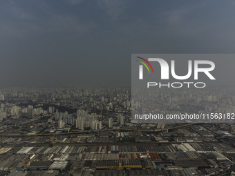 Dry weather and a layer of pollution cover the sky in Sao Paulo, Brazil, on September 10, 2024. The atmospheric blockage, a dry air mass, pe...