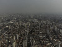 Dry weather and a layer of pollution cover the sky in Sao Paulo, Brazil, on September 10, 2024. The atmospheric blockage, a dry air mass, pe...