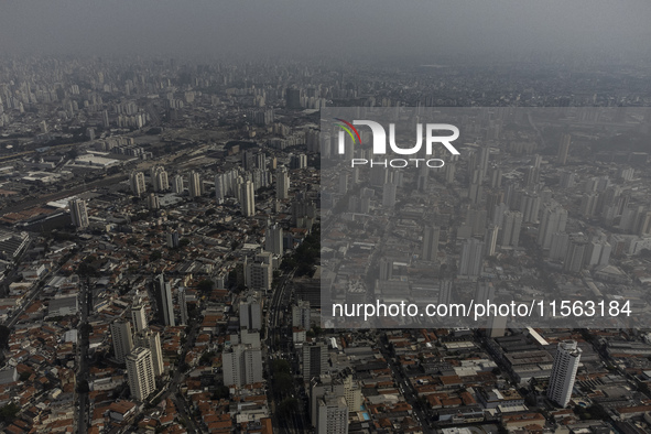 Dry weather and a layer of pollution cover the sky in Sao Paulo, Brazil, on September 10, 2024. The atmospheric blockage, a dry air mass, pe...