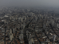 Dry weather and a layer of pollution cover the sky in Sao Paulo, Brazil, on September 10, 2024. The atmospheric blockage, a dry air mass, pe...