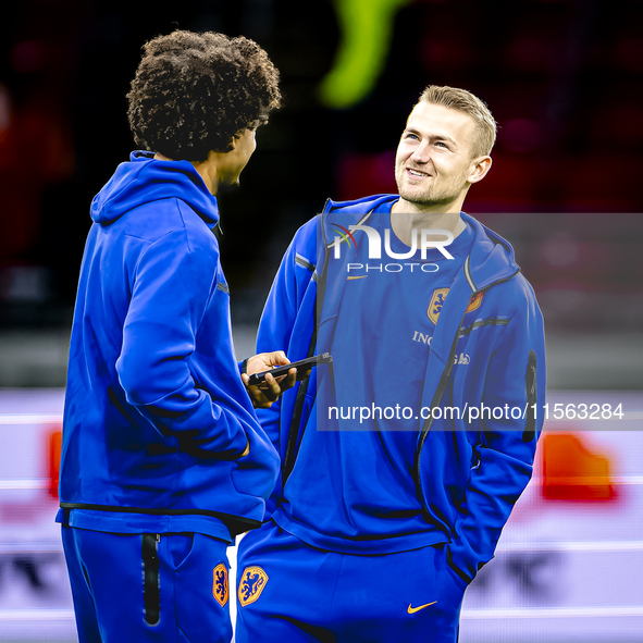 Netherlands defender Matthijs de Ligt plays during the match between the Netherlands and Germany at the Johan Cruijff ArenA for the UEFA Nat...