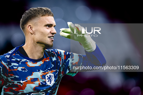 Netherlands goalkeeper Bart Verbruggen during the match between the Netherlands and Germany at the Johan Cruijff ArenA for the UEFA Nations...