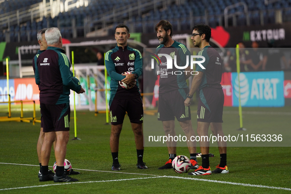 Rafael Marquez, assistant coach of the Mexican national soccer team, attends a training session during media day before the match against Te...