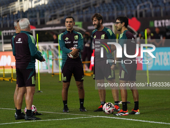 Rafael Marquez, assistant coach of the Mexican national soccer team, attends a training session during media day before the match against Te...