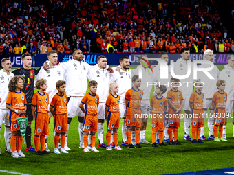 The team lines up in Amsterdam, Netherlands, on September 10, 2024, during the match between the Netherlands and Germany at the Johan Cruijf...