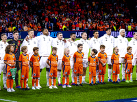 The team lines up in Amsterdam, Netherlands, on September 10, 2024, during the match between the Netherlands and Germany at the Johan Cruijf...