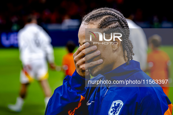 Netherlands midfielder Xavi Simons plays during the match between the Netherlands and Germany at the Johan Cruijff ArenA for the UEFA Nation...