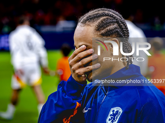 Netherlands midfielder Xavi Simons plays during the match between the Netherlands and Germany at the Johan Cruijff ArenA for the UEFA Nation...