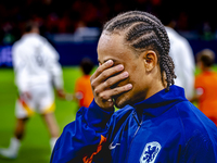 Netherlands midfielder Xavi Simons plays during the match between the Netherlands and Germany at the Johan Cruijff ArenA for the UEFA Nation...