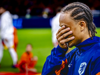 Netherlands midfielder Xavi Simons plays during the match between the Netherlands and Germany at the Johan Cruijff ArenA for the UEFA Nation...