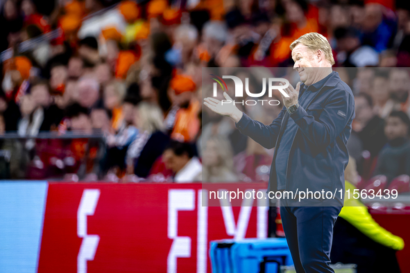 Netherlands trainer Ronald Koeman is present during the match between the Netherlands and Germany at the Johan Cruijff ArenA for the UEFA Na...