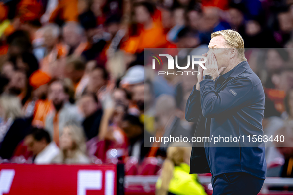 Netherlands trainer Ronald Koeman is present during the match between the Netherlands and Germany at the Johan Cruijff ArenA for the UEFA Na...