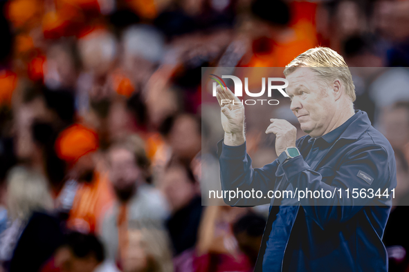 Netherlands trainer Ronald Koeman is present during the match between the Netherlands and Germany at the Johan Cruijff ArenA for the UEFA Na...