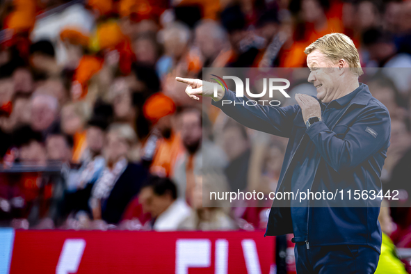 Netherlands trainer Ronald Koeman is present during the match between the Netherlands and Germany at the Johan Cruijff ArenA for the UEFA Na...