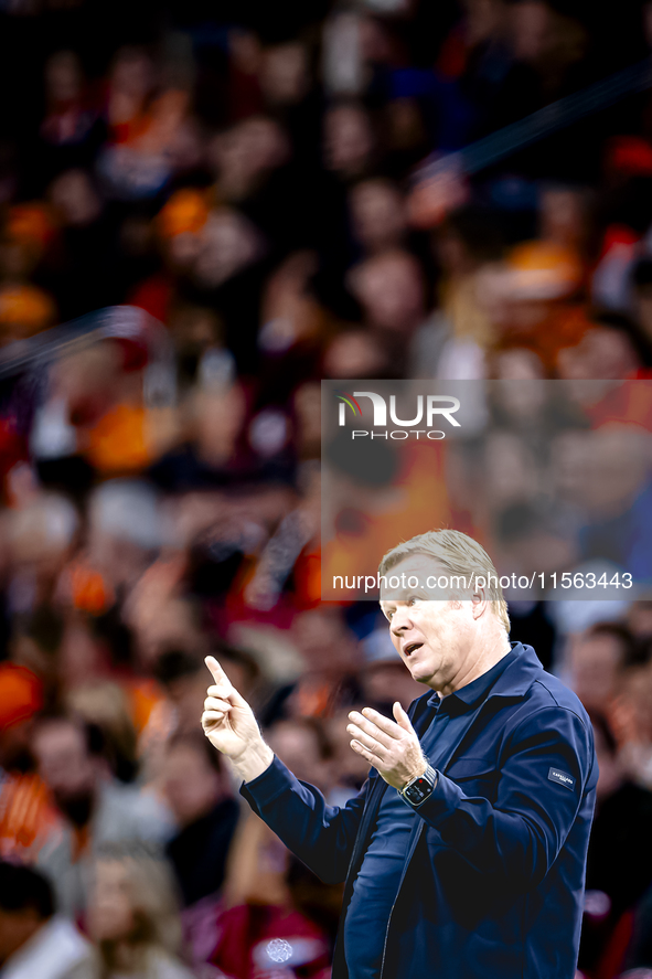 Netherlands trainer Ronald Koeman is present during the match between the Netherlands and Germany at the Johan Cruijff ArenA for the UEFA Na...