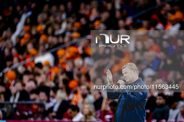 Netherlands trainer Ronald Koeman is present during the match between the Netherlands and Germany at the Johan Cruijff ArenA for the UEFA Na...