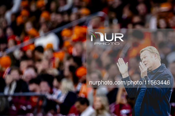 Netherlands trainer Ronald Koeman is present during the match between the Netherlands and Germany at the Johan Cruijff ArenA for the UEFA Na...