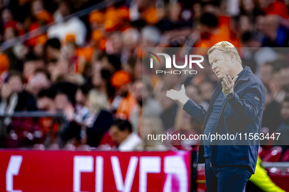 Netherlands trainer Ronald Koeman is present during the match between the Netherlands and Germany at the Johan Cruijff ArenA for the UEFA Na...