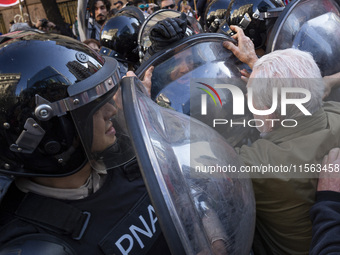 Police repress retirees outside the Argentine National Congress due to President Javier Milei's veto of the increase in pensions in Buenos A...