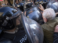 Police repress retirees outside the Argentine National Congress due to President Javier Milei's veto of the increase in pensions in Buenos A...