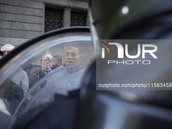 Police repress retirees outside the Argentine National Congress due to President Javier Milei's veto of the increase in pensions in Buenos A...