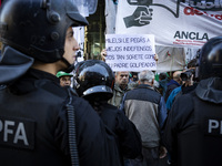 Police repress retirees outside the Argentine National Congress due to President Javier Milei's veto of the increase in pensions in Buenos A...