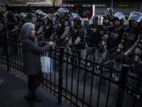 Police repress retirees outside the Argentine National Congress due to President Javier Milei's veto of the increase in pensions in Buenos A...