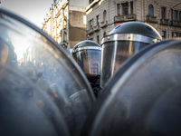 Police repress retirees outside the Argentine National Congress due to President Javier Milei's veto of the increase in pensions in Buenos A...