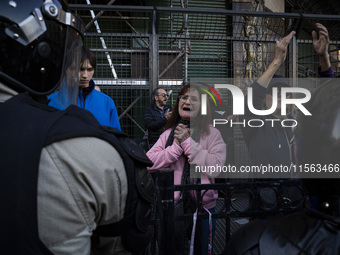 Police repress retirees outside the Argentine National Congress due to President Javier Milei's veto of the increase in pensions in Buenos A...