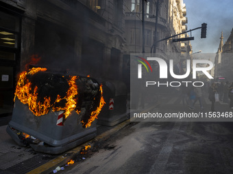 Police repress retirees outside the Argentine National Congress due to President Javier Milei's veto of the increase in pensions in Buenos A...