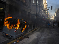 Police repress retirees outside the Argentine National Congress due to President Javier Milei's veto of the increase in pensions in Buenos A...