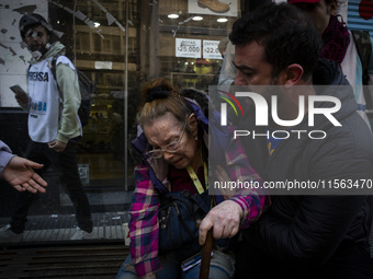 Police repress retirees outside the Argentine National Congress due to President Javier Milei's veto of the increase in pensions in Buenos A...