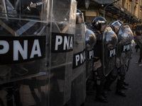 Police repress retirees outside the Argentine National Congress due to President Javier Milei's veto of the increase in pensions in Buenos A...