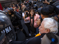 Police repress retirees outside the Argentine National Congress due to President Javier Milei's veto of the increase in pensions in Buenos A...