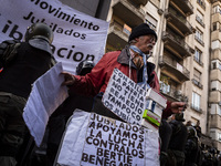 Police repress retirees outside the Argentine National Congress due to President Javier Milei's veto of the increase in pensions in Buenos A...