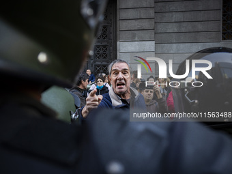 Police repress retirees outside the Argentine National Congress due to President Javier Milei's veto of the increase in pensions in Buenos A...