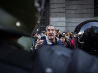 Police repress retirees outside the Argentine National Congress due to President Javier Milei's veto of the increase in pensions in Buenos A...