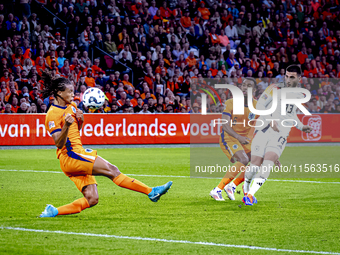 Germany forward Deniz Undav scores the 1-1 during the match between the Netherlands and Germany at the Johan Cruijff ArenA for the UEFA Nati...