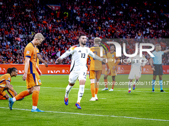 Germany forward Deniz Undav scores the 1-1 during the match between the Netherlands and Germany at the Johan Cruijff ArenA for the UEFA Nati...