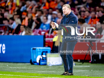 Netherlands trainer Ronald Koeman is present during the match between the Netherlands and Germany at the Johan Cruijff ArenA for the UEFA Na...