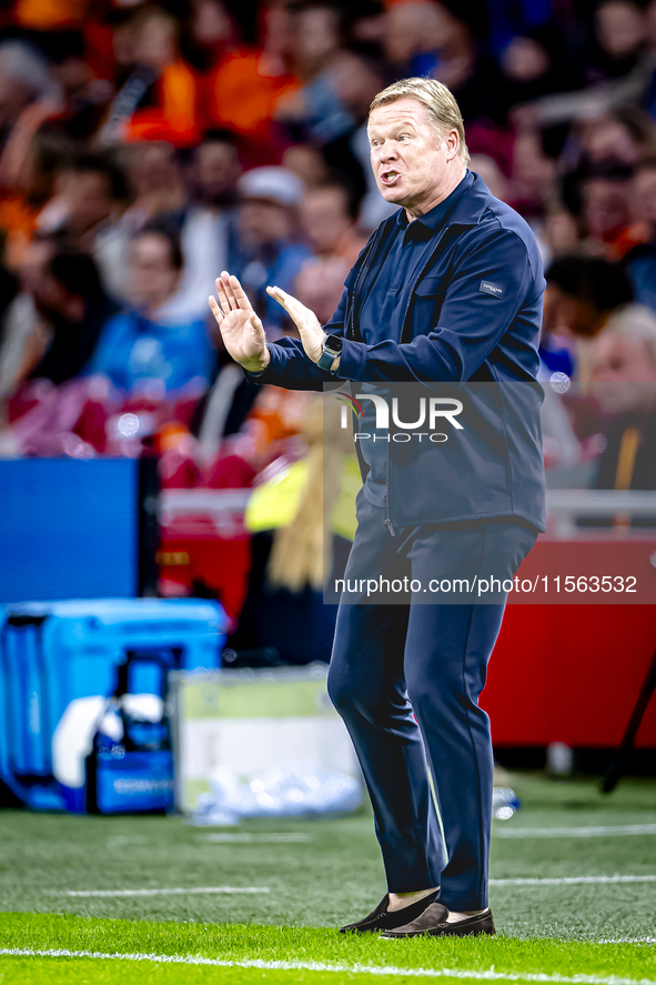 Netherlands trainer Ronald Koeman is present during the match between the Netherlands and Germany at the Johan Cruijff ArenA for the UEFA Na...