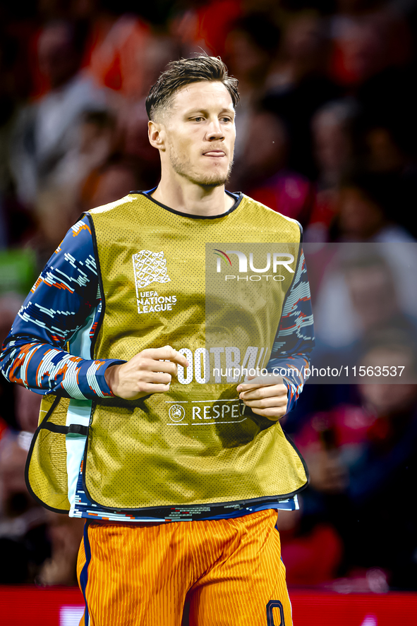 Netherlands forwarder Wout Weghorst plays during the match between the Netherlands and Germany at the Johan Cruijff ArenA for the UEFA Natio...