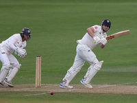 Alex Lees bats during the Vitality County Championship match between Durham Cricket and Lancashire at the Seat Unique Riverside in Chester l...