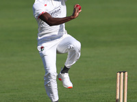 Anderson Phillip bowls for Lancashire during the Vitality County Championship match between Durham Cricket and Lancashire at the Seat Unique...