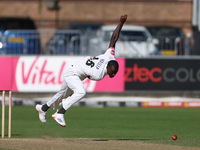 Anderson Phillip bowls for Lancashire during the Vitality County Championship match between Durham Cricket and Lancashire at the Seat Unique...